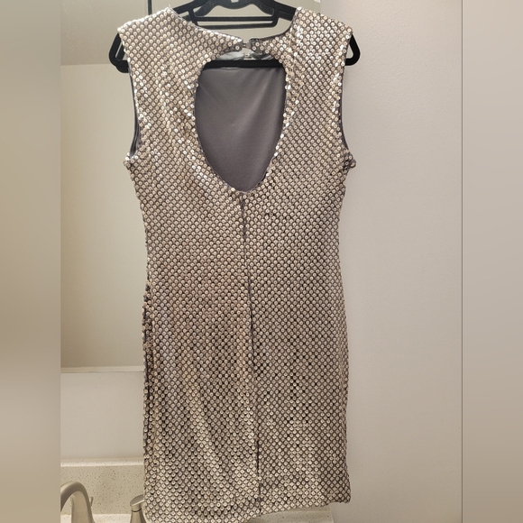 EUC As U Wish Size L Sequin Dress - Silver/Gunmetal/Light Copper - Picture 3 of 6